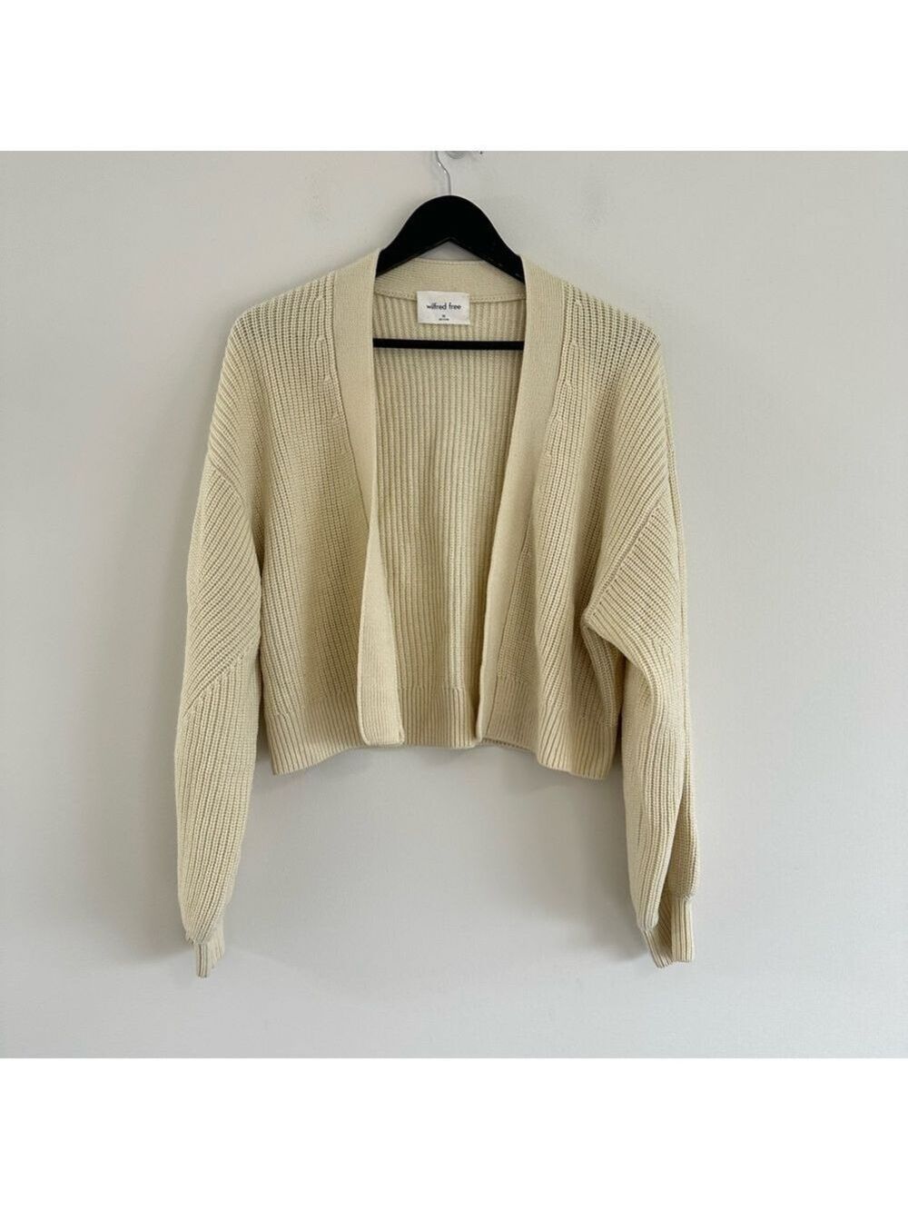 Wilfred Free Unwind Merino Wool Waist Open Cardigan XS Aritzia Butter Yellow - Picture 4 of 12